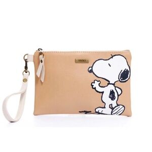 Tan Snoopy Wristlet Clutch